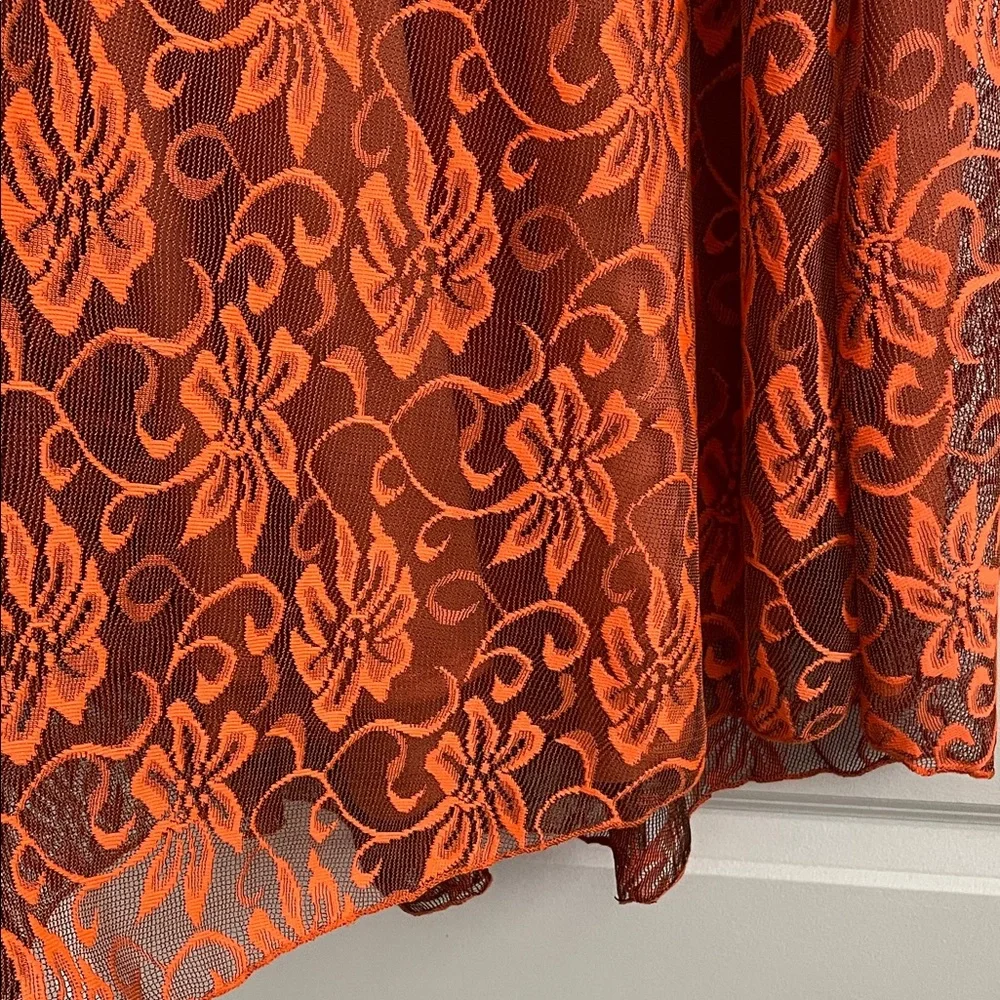 2 for $20 LuLaRoe Lucy Orange Lace Floral maxi Skirt elastic waistband lined - Picture 4 of 7